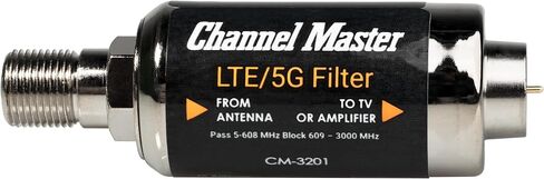 Channel Master LTE/5G Filter – Reduces Pixelation & Signal Issues from LTE, 4G, 5G Interference, Indoor/Outdoor Use, Built-in O-Ring for Weather Protection, Enhances OTA Digital HDTV Signal Quality in Kuwait