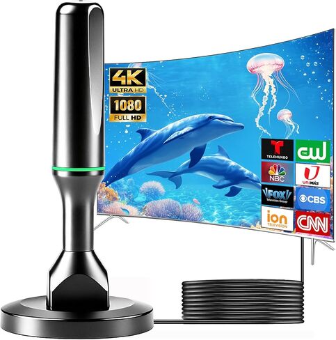 Digital TV Antenna for Smart TV Indoor, HDTV Antenna with Magnetic Base | Strong Magnetic Base 360°&Long Range Reception,Easy Setup Antenna for TV Without Cable in Saudi Arabia