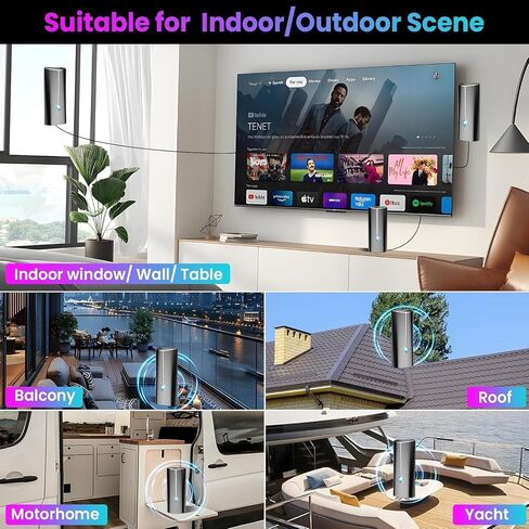 2026 Strongest TV Antenna, 5000+ Miles Range Digital Antenna for Smart TV Indoor Outdoor with Amplifier, 360° Reception HDTV Antenna for Local Channels Supports 8K,4K,1080P for All TVs-38FT Coax Cable in Saudi Arabia