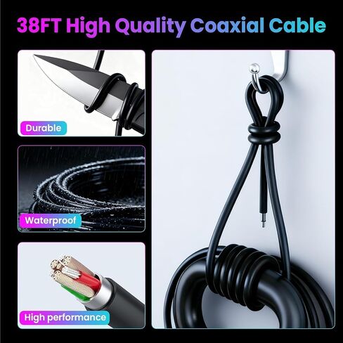 2026 Strongest TV Antenna, 5000+ Miles Range Digital Antenna for Smart TV Indoor Outdoor with Amplifier, 360° Reception HDTV Antenna for Local Channels Supports 8K,4K,1080P for All TVs-38FT Coax Cable in Saudi Arabia