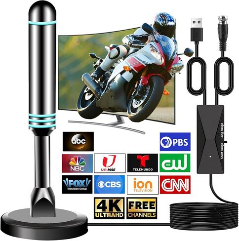 Digital Antenna for Smart TV Indoor,TV Antenna for Local Channels | Strong Magnetic Base TV Antenna Indoor for Easy Installation, Long Range Reception for 4k 1080p, Support All Smart/Old TVs in Saudi Arabia