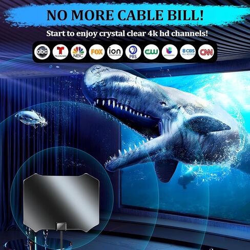 2026 Upgraded TV Antenna for Smart TV, Indoor Antenna for Local Channels | Digital TV Antenna Up to 5000+ Miles Range with Amplifier Signal Booster, Support 4K 1080p - 18FT Coaxial Cable in Saudi Arabia
