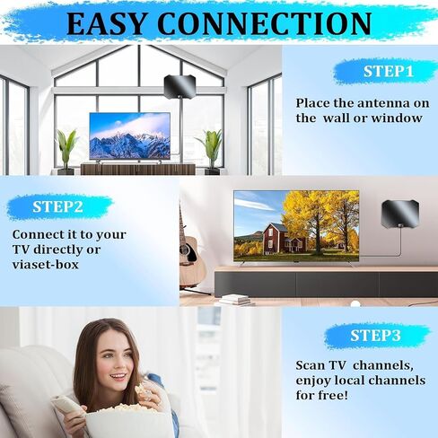 2026 Upgraded TV Antenna for Smart TV, Indoor Antenna for Local Channels | Digital TV Antenna Up to 5000+ Miles Range with Amplifier Signal Booster, Support 4K 1080p - 18FT Coaxial Cable in Saudi Arabia