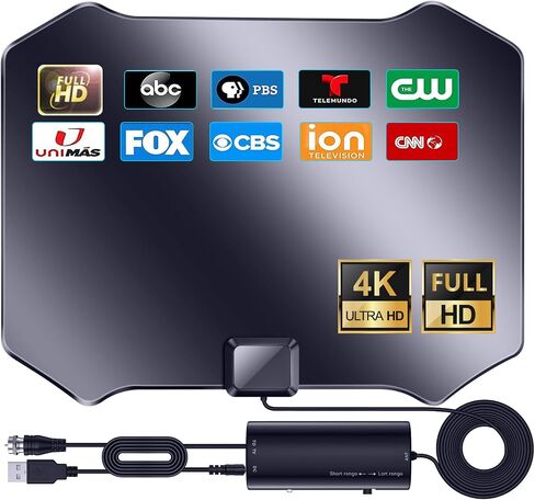 2026 Upgraded TV Antenna for Smart TV, Indoor Antenna for Local Channels | Digital TV Antenna Up to 5000+ Miles Range with Amplifier Signal Booster, Support 4K 1080p - 18FT Coaxial Cable in Saudi Arabia