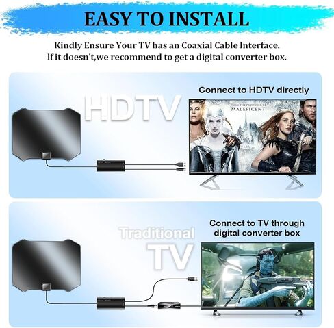 2026 Upgraded TV Antenna for Smart TV, Indoor Antenna for Local Channels | Digital TV Antenna Up to 5000+ Miles Range with Amplifier Signal Booster, Support 4K 1080p - 18FT Coaxial Cable in Saudi Arabia