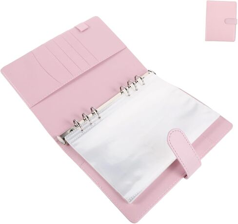A5 6 Ring Travel Photo Album Binder with 60 Pockets, Pink | Pu Leather Soft Cover, Double Sided Inserts, Refillable Pages, Loose Leaf Storage for Pictures in Saudi Arabia