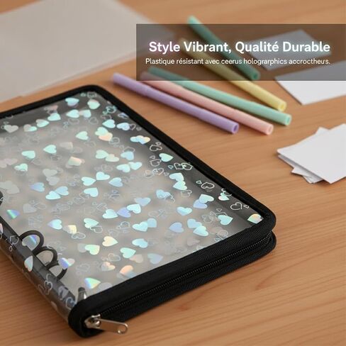 Heart Zipper Binder Loose-Leaf | Loose Leaf Binding, Metal Rings, Photo Album Application, Secure Zipper Closure, For Students, For Memories in Saudi Arabia
