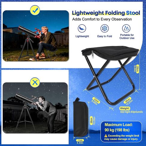 UncleHu Telescope for Adults High Powered,90mm Aperture 550mm Refractor | Professional Travel Telescope for Beginners Stargazing,with fully multi-coated,Folding Stool&Tripod&Phone Adapter& Bag in Saudi Arabia