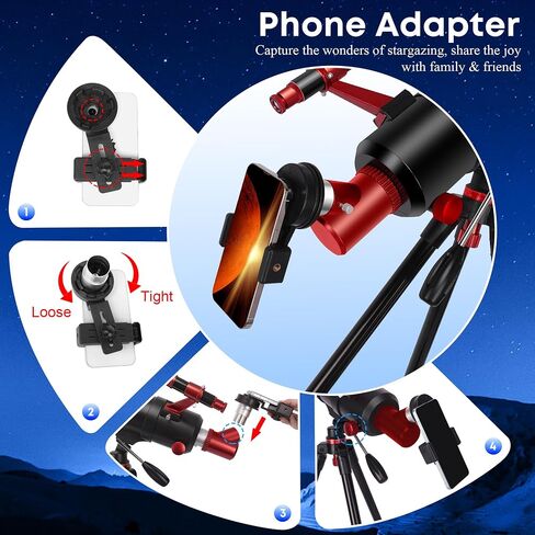 UncleHu Telescope for Adults High Powered,90mm Aperture 550mm Refractor | Professional Travel Telescope for Beginners Stargazing,with fully multi-coated,Folding Stool&Tripod&Phone Adapter& Bag in Saudi Arabia