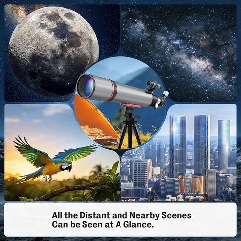 WOZEL Telescope for Adults High Powered - 90mm 600mm Astronomy Refractor | 30x-180x, Portable, Observe the moon & landscape, Travel, Kids Beginners Gifts, Tripod, Bag, Phone Adapter in Saudi Arabia
