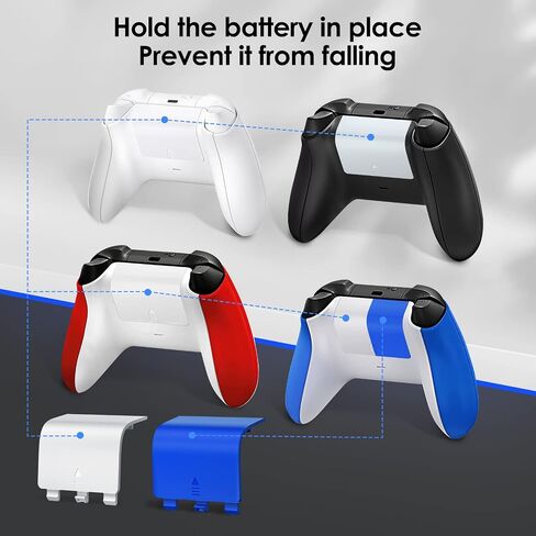4-Pack Battery Back Door Lids for Xbox Series X/S Controllers, Blue/White | Replacement Back Shell Covers For Lost Or Damaged Battery Doors; Snap-On Abs Design, Not For Xbox One Controllers in Saudi Arabia