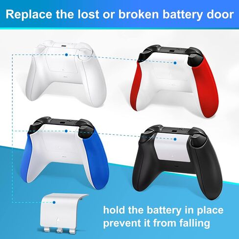 4-Pack Battery Back Door Lids for Xbox Series X/S Controllers, White | Replacement Back Shell Covers For Lost Or Damaged Battery Doors; Snap-On Abs Design, Not For Xbox One Controllers in Saudi Arabia