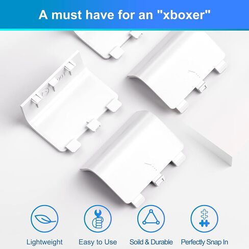 4-Pack Battery Back Door Lids for Xbox Series X/S Controllers, White | Replacement Back Shell Covers For Lost Or Damaged Battery Doors; Snap-On Abs Design, Not For Xbox One Controllers in Saudi Arabia