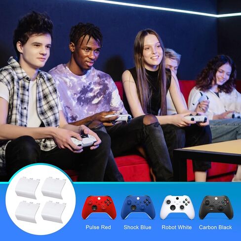 4-Pack Battery Back Door Lids for Xbox Series X/S Controllers, White | Replacement Back Shell Covers For Lost Or Damaged Battery Doors; Snap-On Abs Design, Not For Xbox One Controllers in Saudi Arabia