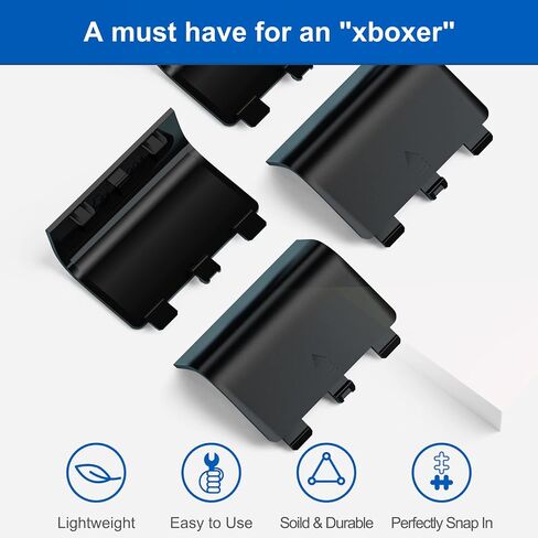 4-Pack Battery Back Door Lids for Xbox Series X/S Controllers, Black | Replacement Back Shell Covers For Lost Or Damaged Battery Doors; Snap-On Abs Design, Not For Xbox One Controllers in Saudi Arabia