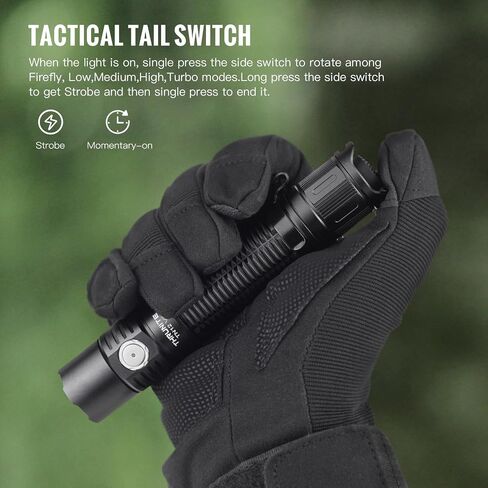 ThruNite TN12 V6 Rechargeable Tactical Flashlight, True 1950 Lumens 259m Throw, EDC Pocket LED Flashlight High Lumens, USB-C Dual Switch, IPX8 Waterproof Police Duty Light with Holster in Saudi Arabia