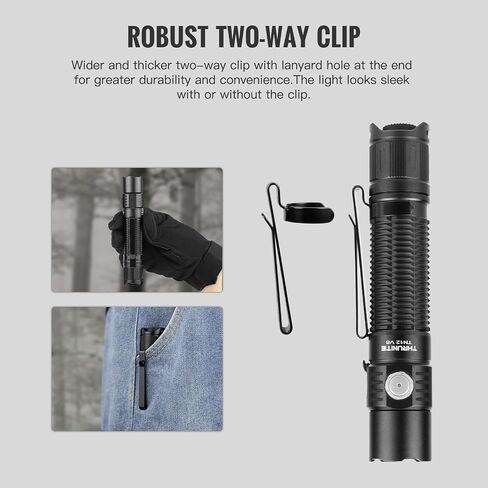 ThruNite TN12 V6 Rechargeable Tactical Flashlight, True 1950 Lumens 259m Throw, EDC Pocket LED Flashlight High Lumens, USB-C Dual Switch, IPX8 Waterproof Police Duty Light with Holster in Saudi Arabia