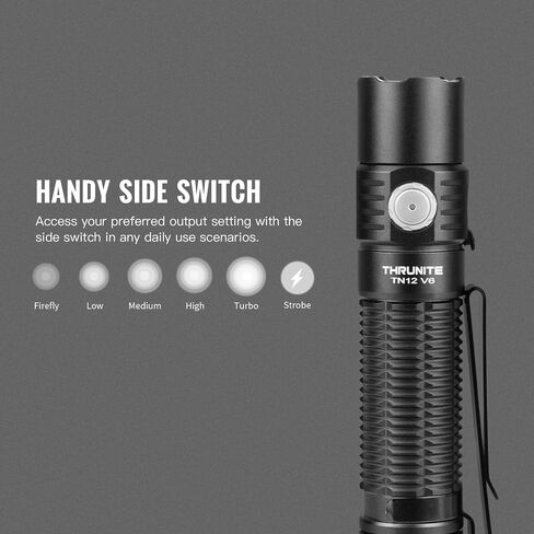 ThruNite TN12 V6 Rechargeable Tactical Flashlight, True 1950 Lumens 259m Throw, EDC Pocket LED Flashlight High Lumens, USB-C Dual Switch, IPX8 Waterproof Police Duty Light with Holster in Saudi Arabia