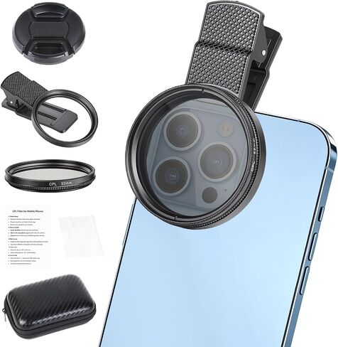 فلتر مستقطب دائري 52 ملم لهواتف iPhone وAndroid، فلتر عدسة CPL، مطلي متعدد الطبقات، شفاف عالي الدقة، مضاد للانعكاس، لكاميرات DSLR بدون مرآة in Kuwait