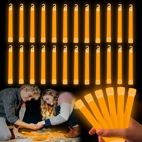 24 pk Ultra Bright Glow Sticks Bulk, Glow in The Dark 6 inch Emergency Light Stick, Vibrant Colors Light Up Sticks for Hurricane Supplies Camping Survival Fishing Neon Party Favors in Saudi Arabia