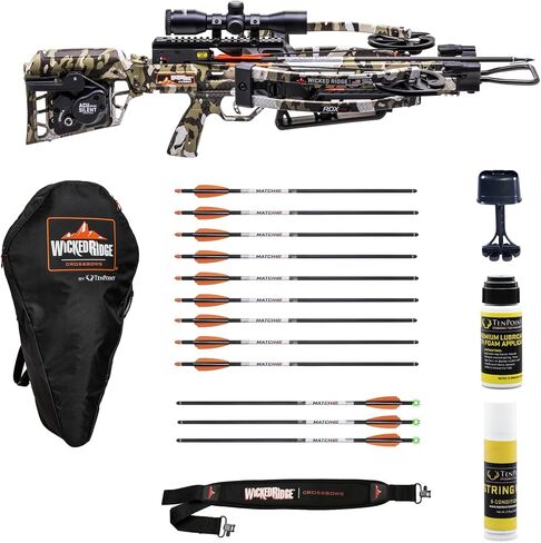 Wicked Ridge by TenPoint RDX 410 Ready-to-Hunt Package - Includes Nine Match 400 Non-Lighted + Three Match 400 Lighted Arrows, Soft Case, Neoprene Sling, Premium Lubricant & String Wax & Conditioner | Match 400 Non-Lighted, Match 400 Lighted Arrows, Soft  in Saudi Arabia