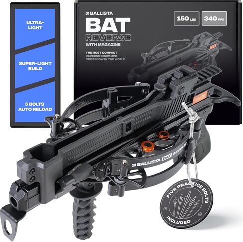 BAT Reverse Draw Compound Mini Crossbow - Crossbow for Hunting, Fishing and Target - Fast 340 fps, Powerful 150lbs, Lightweight 3lbs in Saudi Arabia
