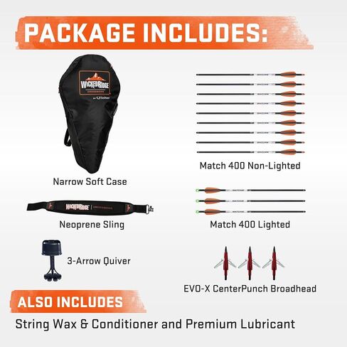 Wicked Ridge Invader M1 De-Cock Crossbow Scope Bundle | Soft Case, Alpha-Nock Carbon Arrow, Alpha-Blaze Lighted Carbon Arrows, Neoprene Sling, (7 items) in Saudi Arabia