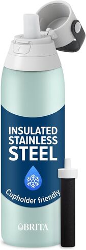 Brita Stainless Steel Premium Filtering Water Bottle, BPA-Free, Reusable, Insulated, Replaces 300 Plastic Water Bottles, Filter Lasts 2 Months or 40 Gallons, Includes 1 Filter, Stainless - 20 oz. in Kuwait