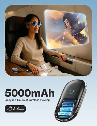 AIMIBO Wireless HDMI Transmitter and Receiver for AR Glasses, HDMI & USB-C Ports, 5G, 60Hz, 5000mAh Battery for Laptop, DVD Player, Cable Box, PS5 to XREAL/RayNeo/Rokid/TV/Monitor/Projector in Saudi Arabia