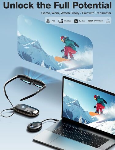 AIMIBO Wireless HDMI Transmitter and Receiver for AR Glasses, HDMI & USB-C Ports, 5G, 60Hz, 5000mAh Battery for Laptop, DVD Player, Cable Box, PS5 to XREAL/RayNeo/Rokid/TV/Monitor/Projector in Saudi Arabia