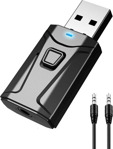 Tsnam USB Bluetooth Adapter for Car TV Bluetooth Transmitter Receiver | TSNAM 3.5mm AUX Wireless Adapter for Car Stereo, TV to Wireless Headphones, Plug & Play Audio Adapter in Saudi Arabia