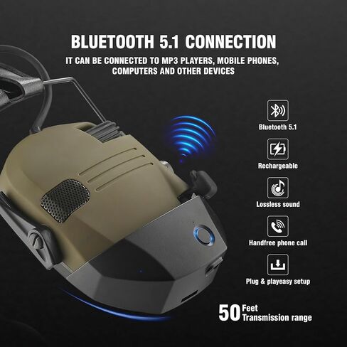 Bluetooth Adapter for Walker's Razor Earmuffs, 5.1 Bluetooth Receiver with TypeC Port, Rechargeable Bluetooth Accessories Compatible with Walker's Shooting Headphones in Kuwait