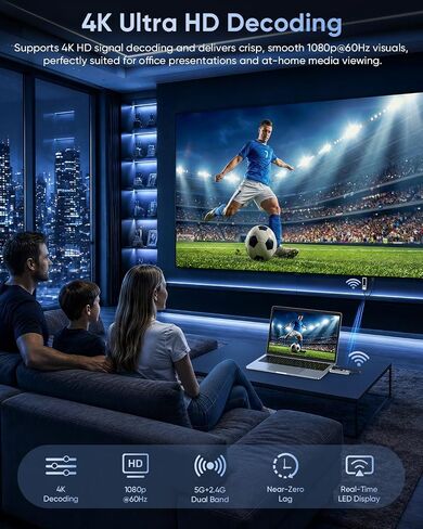 New Wireless HDMI Transmitter and Receiver 328FT/100M Portable Extender | Plug&Play with LED Display 4K Decode 1080P Output 2.4G+5G for Video and Audio to Monitor from Laptop/PC/Projector/TV Box in Saudi Arabia