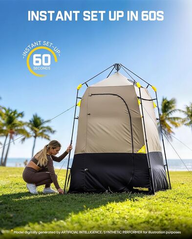 FanttikOutdoor Zeta A1 Pro Shower Tent 1 Rooms, Portable Privacy Shelter for Shower & Dressing, Instant Setup in 60 Seconds with Rainfly & Windproof, Ideal for Camping & Hiking, Fishing, Beach in Saudi Arabia