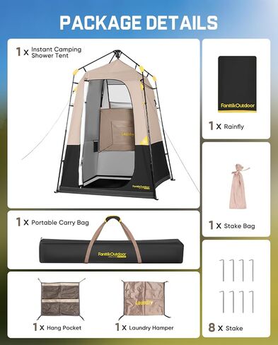 FanttikOutdoor Zeta A1 Pro Shower Tent 1 Rooms, Portable Privacy Shelter for Shower & Dressing, Instant Setup in 60 Seconds with Rainfly & Windproof, Ideal for Camping & Hiking, Fishing, Beach in Saudi Arabia