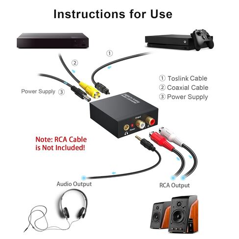 Digital to Analog Audio Converter 192KHz, DAC Digital SPDIF Coaxial Optical Convert to L/R RCA, Toslink Optical to 3.5mm Jack Audio Adapter for PS4 HD DVD Home Cinema Systems in Saudi Arabia