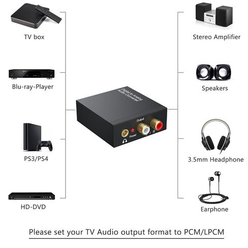 Digital to Analog Audio Converter 192KHz, DAC Digital SPDIF Coaxial Optical Convert to L/R RCA, Toslink Optical to 3.5mm Jack Audio Adapter for PS4 HD DVD Home Cinema Systems in Saudi Arabia