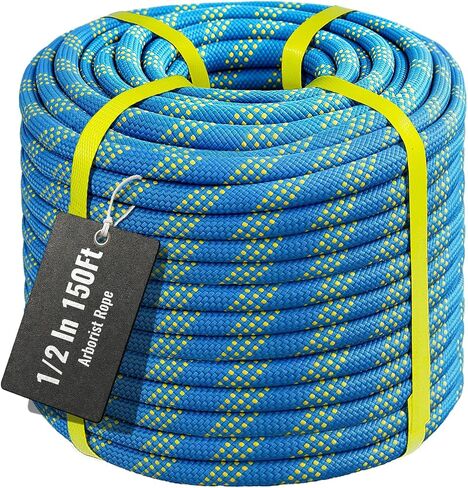 12.7mm Arborist Rope,9000lbs Double Braided Arborist Bull Rope for Tree Rigging & Pulling,Heavy Duty Rope for Tree Work,Rappelling, Swing Sailing Hiking Camping in Saudi Arabia