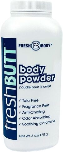 Fresh Butt Body Powder for Men & Women - Talc-Free with Calamine for Friction Fighting, Anti-Chafing, Anti-Itch, Odor & Sweat Absorbing, Unscented, 6oz in Kuwait
