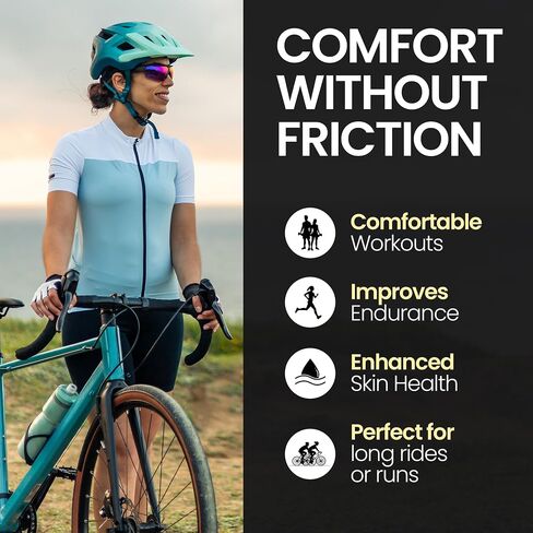 Chamois Cream for Cyclists, Low Friction, Anti Chafing Cream, 4oz | Reduces Saddle Sores, Plant Based Formula with Aloe, Shea Butter, Cocoa Butter & Vitamin-E for Men & Women, Runners, Athletes in Kuwait
