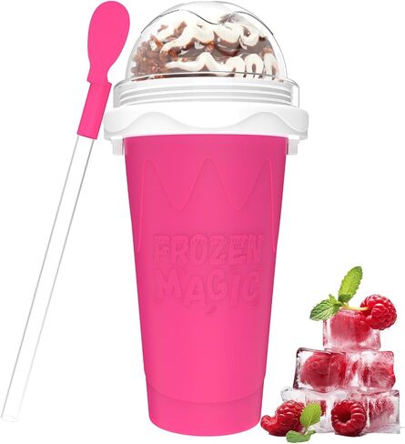 Slushie Maker Cup,DIY Magic Slushy Maker Squeeze Cups,Portable Smoothie Squeeze Cups for Juices,Milk and Ice Cream Make,Double Layer Squeeze Slushy Maker Cup,Birthday Gifts for Friend (Green) in Saudi Arabia
