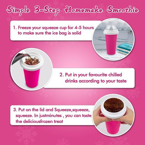 2PCS Slushie Maker Cup,DIY Magic Quick Frozen Smoothies Cups for Homemade Milk Shake Ice Cream Maker, Cooling Cups, Double Layer Squeeze Slushy Maker Cup,Birthday Funny Gifts for Mom Dad, Boy, Girls in Saudi Arabia
