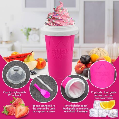 2PCS Slushie Maker Cup,DIY Magic Quick Frozen Smoothies Cups for Homemade Milk Shake Ice Cream Maker, Cooling Cups, Double Layer Squeeze Slushy Maker Cup,Birthday Funny Gifts for Mom Dad, Boy, Girls in Saudi Arabia