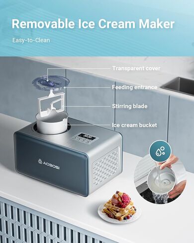 AAOBOSI Electric Ice Cream Maker with Compressor, Ice Cream Maker Machine No Pre Freezing, Ice Cream Machines for Home, Small Homemade Gelato Maker with 4 Modes, 1.61 Quart in Saudi Arabia