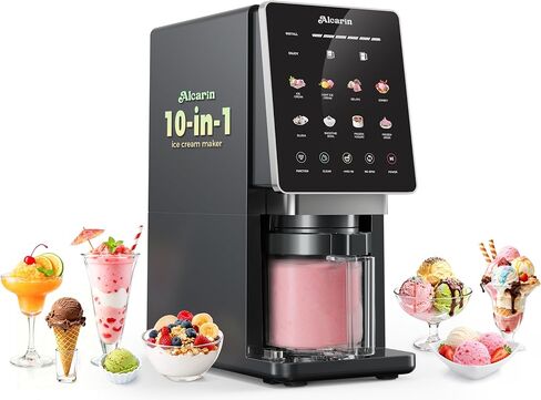 Alcarin Ice Cream Maker with 1 Pint (Not Freezer), Frozen Treat Machine | Homemade Ice Cream Machine, Gelato, Slushie, Yogurt, Sorbet, 10 Pre-set Programs, Respin & Minx-in Function in Saudi Arabia