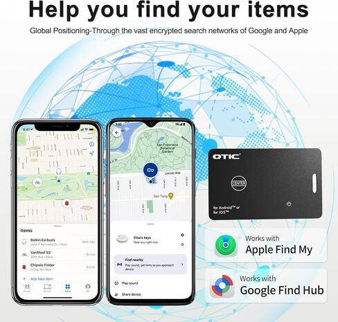 OTIC Slim Bluetooth Wallet Tracker, Tag for Apple Find My & Google Find Hub | 0.07in Ultra Slim Design, Dual System Tracking,Rechargeable Battery, Sound Alert, Waterproof Item Finder for Wallet & Luggage in Saudi Arabia