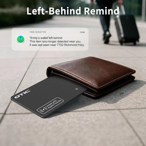 OTIC Slim Bluetooth Wallet Tracker, Tag for Apple Find My & Google Find Hub | 0.07in Ultra Slim Design, Dual System Tracking,Rechargeable Battery, Sound Alert, Waterproof Item Finder for Wallet & Luggage in Saudi Arabia