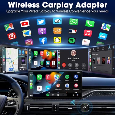 محول Carplay اللاسلكي وAndroid Auto 2026 ترقية CarPlay السلكية إلى تصميم USB صغير 2 في 1 مع اتصال سريع ومستقر لتشغيل السيارة لـ Apple iOS 10+، إصدار Android 11+ in Kuwait
