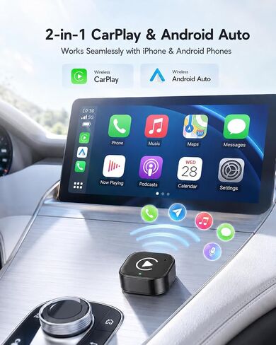 Wireless CarPlay Adapter USB C, Compact Android Auto Dongle | Direct USB-C plug-in converts factory wired CarPlay and Android Auto to wireless with 5GHz WiFi and auto reconnect. in Saudi Arabia