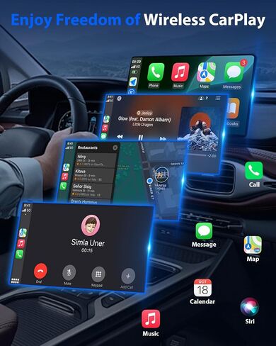 Ultra Mini Circular Wireless CarPlay & Android Auto Adapter, 3-5s Fast Auto Reconnect, Aluminum Alloy Vent Design, 2-in-1 CarPlay Wireless Adapter for iOS & Android with USB A/C Port in Saudi Arabia